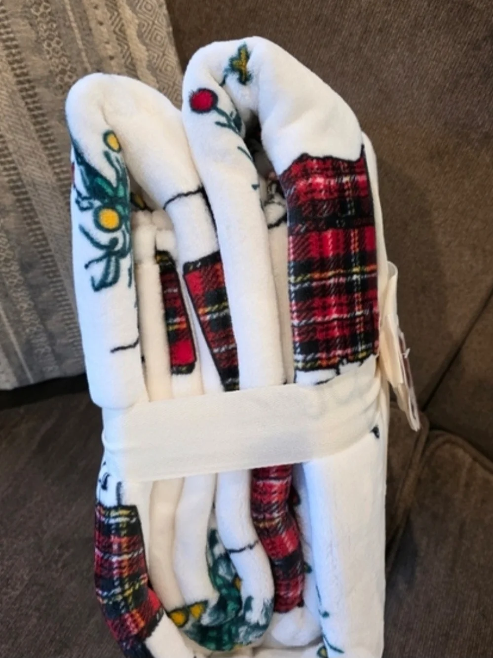 Holiday Plaid Snoopy Blanket-NWT